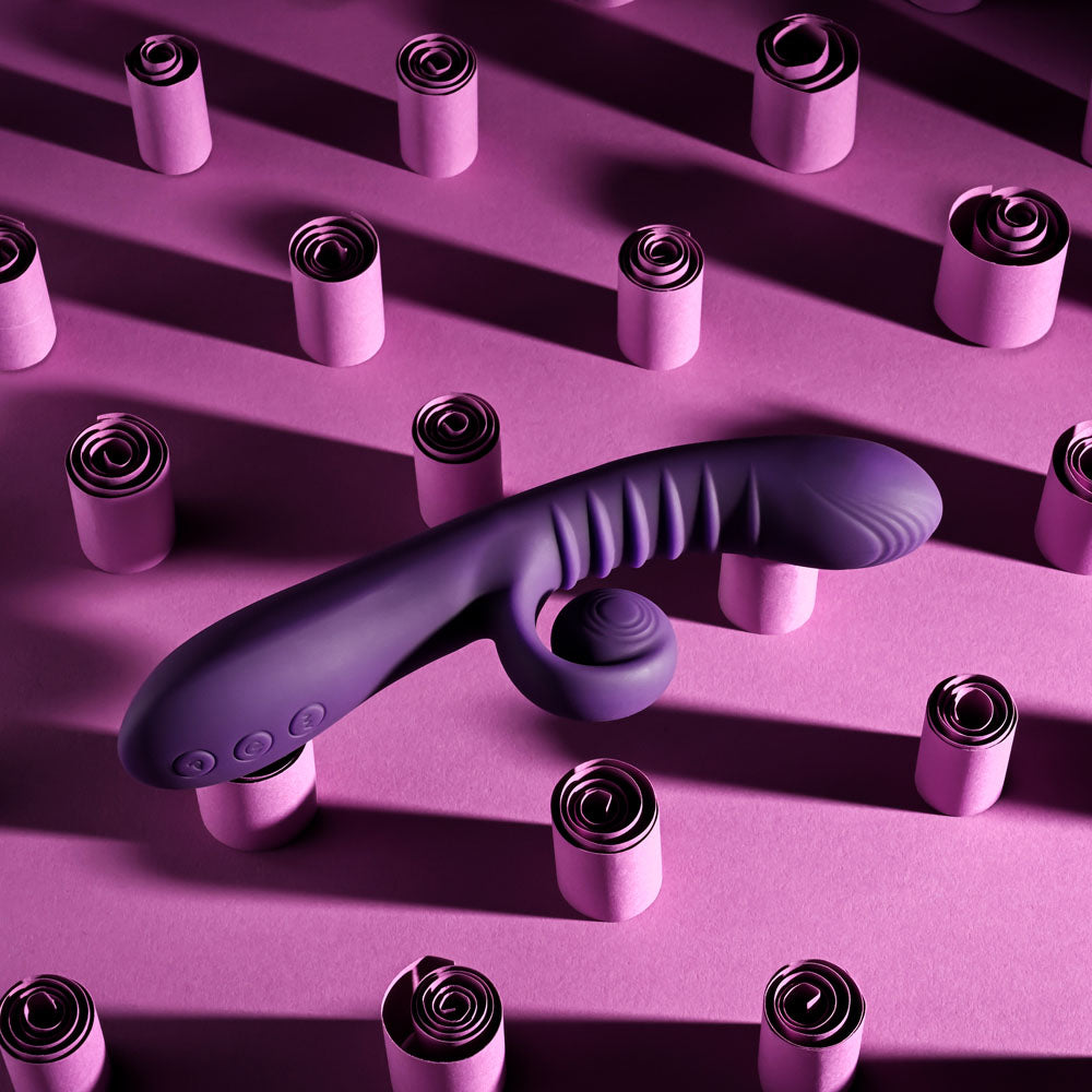 Playboy CURLICUE - Purple 23.5 cm USB Rechargeable Rabbit Vibrator-PB-RS-4707-2