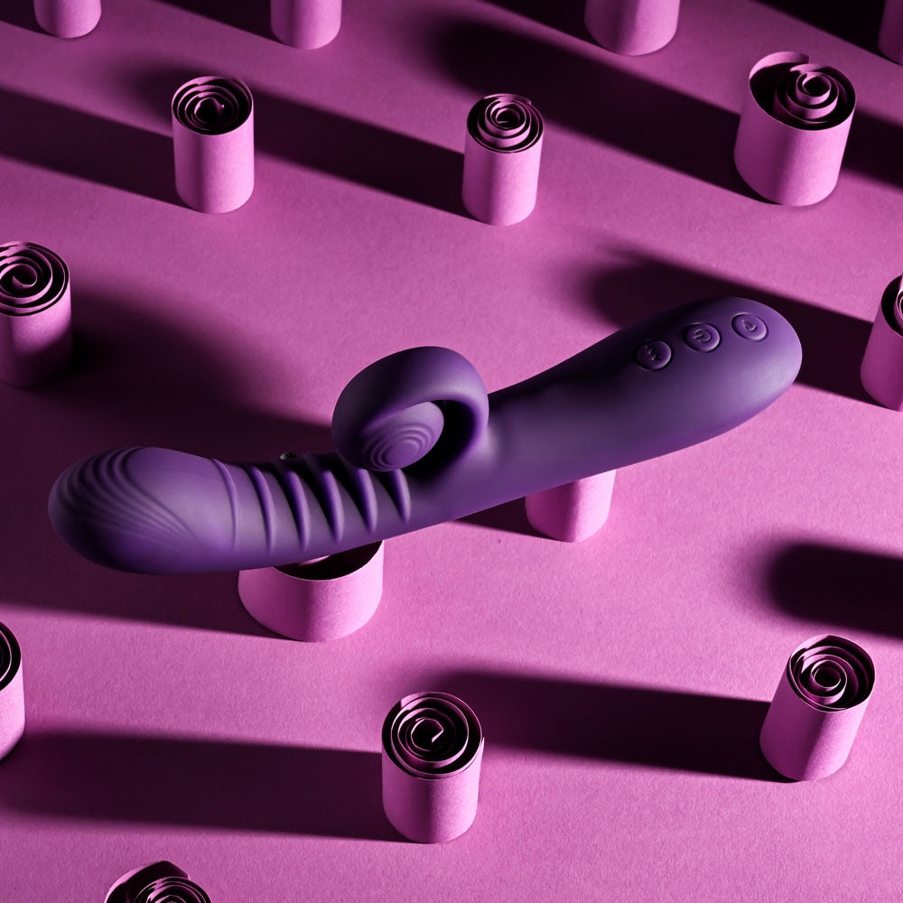 Playboy CURLICUE - Purple 23.5 cm USB Rechargeable Rabbit Vibrator-PB-RS-4707-2