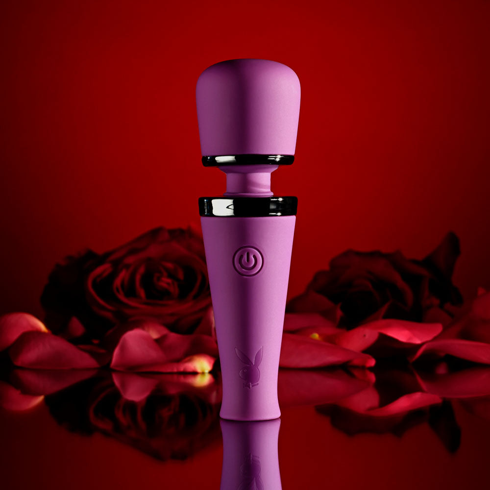 Playboy Pleasure MIC DROP - Purple 11.4 cm USB Rechargeable Vibrating Mini Massage Wand-PB-RS-5063-2