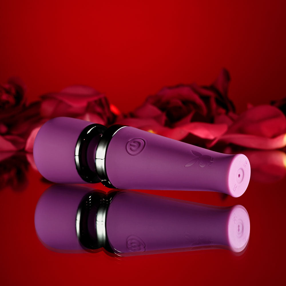 Playboy Pleasure MIC DROP - Purple 11.4 cm USB Rechargeable Vibrating Mini Massage Wand-PB-RS-5063-2