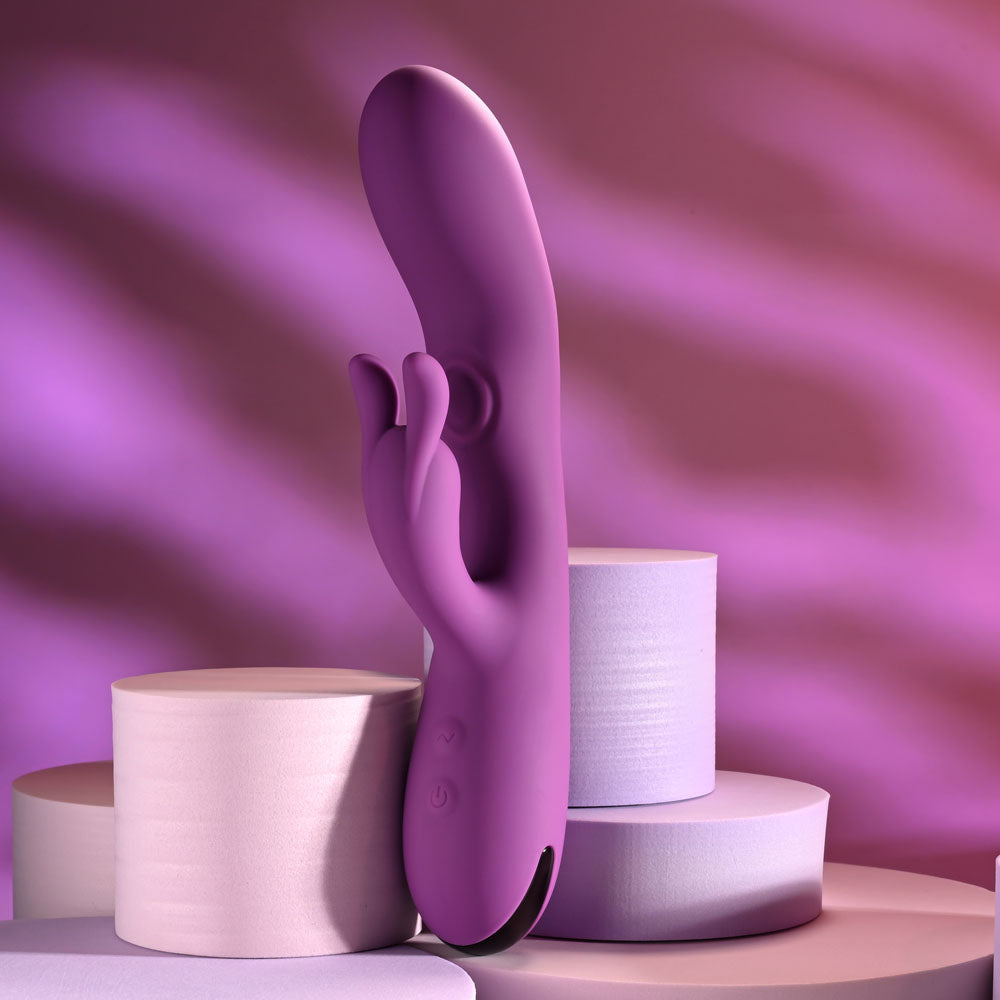 Playboy Pleasure BUSY BUNNY - Purple 22.6 cm USB Rechargeable Rabbit Vibrator with Tapping Shaft-PB-RS-5636-2