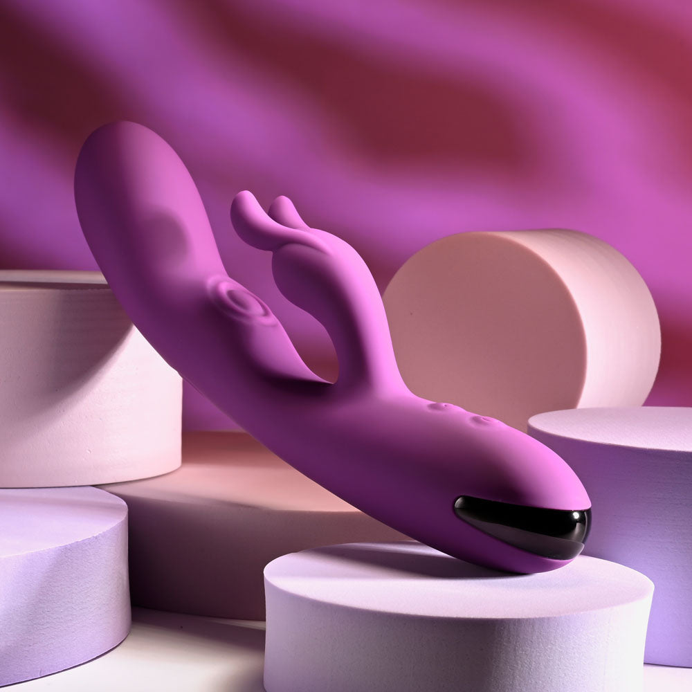 Playboy Pleasure BUSY BUNNY - Purple 22.6 cm USB Rechargeable Rabbit Vibrator with Tapping Shaft-PB-RS-5636-2