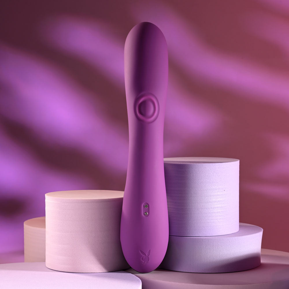 Playboy Pleasure BUSY BUNNY - Purple 22.6 cm USB Rechargeable Rabbit Vibrator with Tapping Shaft-PB-RS-5636-2