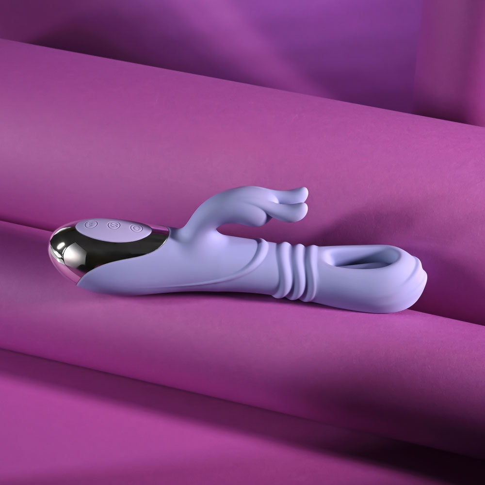 Playboy Pleasure TAP ME IN - Purple 24.2 cm USB Rechargeable Rabbit Vibrator with Tapping Shaft - PB-RS-5865-2