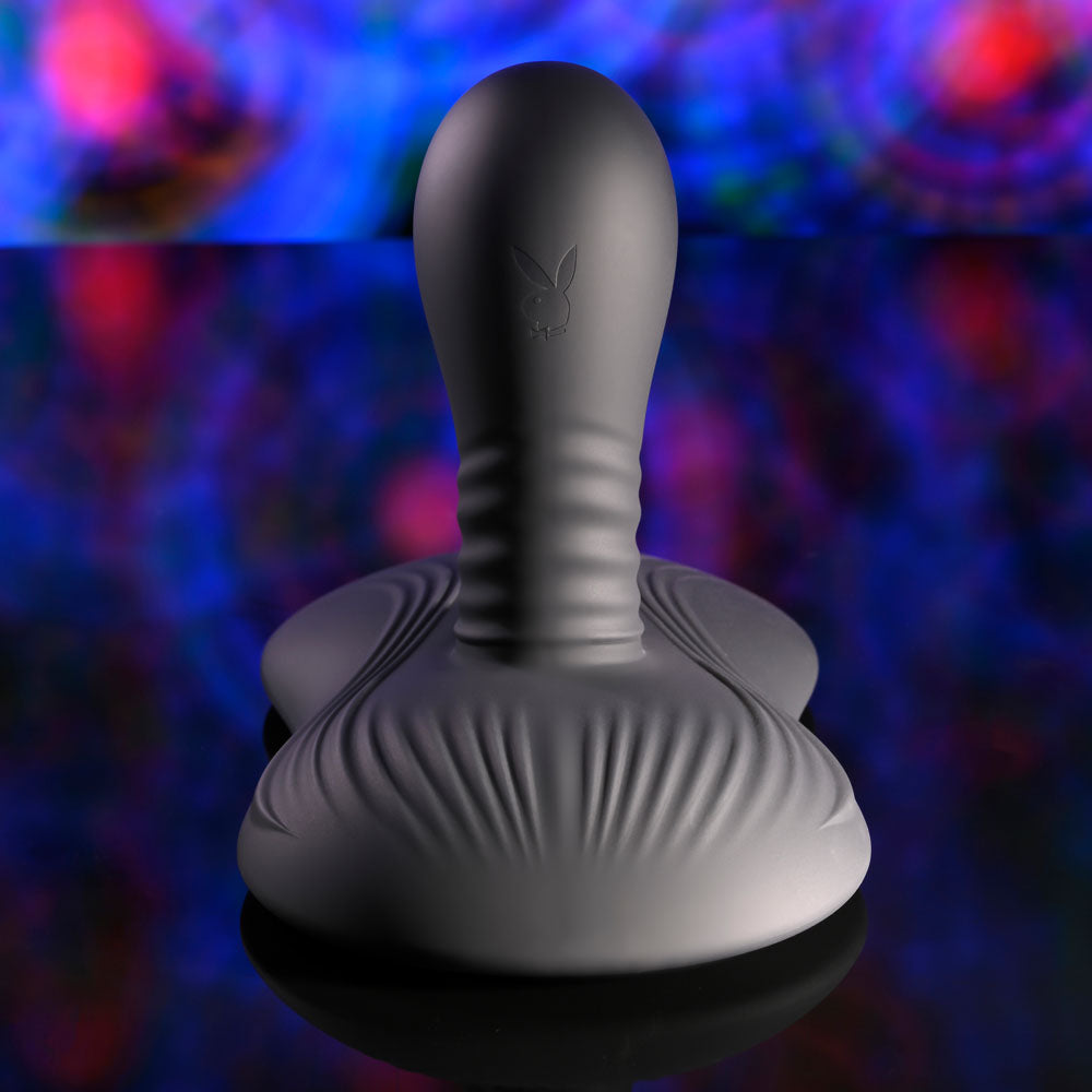 Playboy Pleasure SITTIN & SPINNIN - Black USB Rechargeable Spinning Vibrator & Grinder Pad with Remote-PB-RS-5995-2