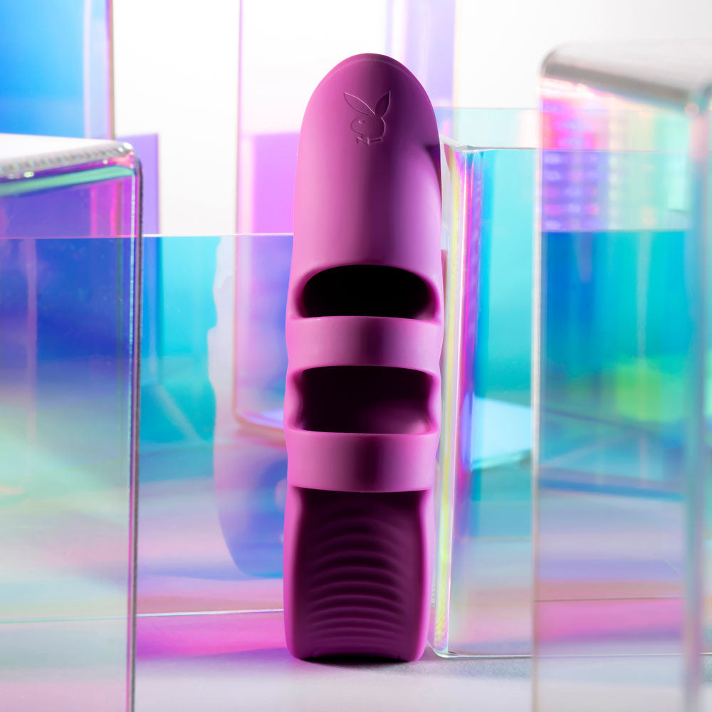 Playboy Pleasure LEND A HAND - Purple USB Rechargeable Finger Vibrator-PB-RS-6275-2