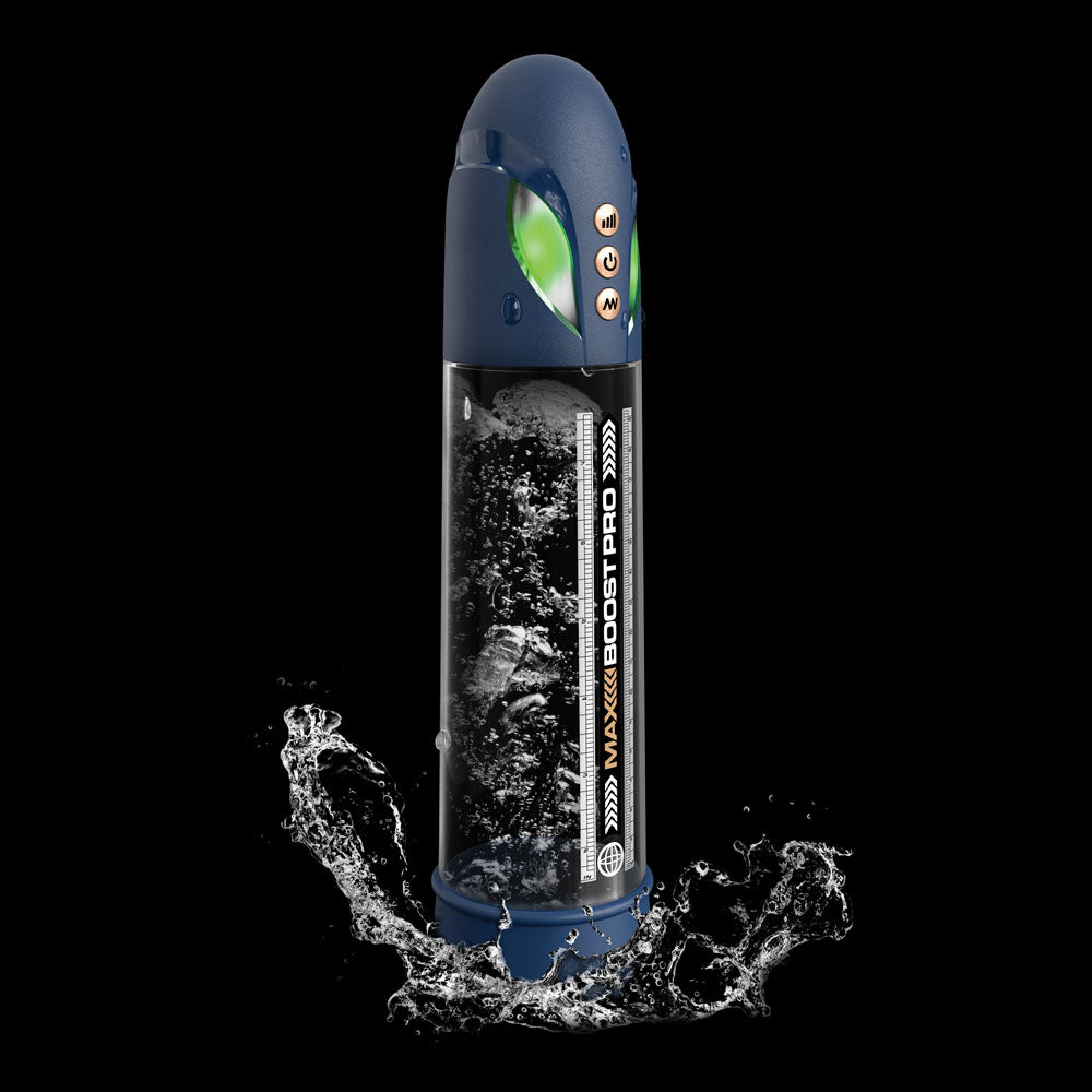 Pump Worx Max Boost Pro Flow - Blue - Blue/Clear USB Rechargeable Waterproof Auto Penis Pump-PD3250-25