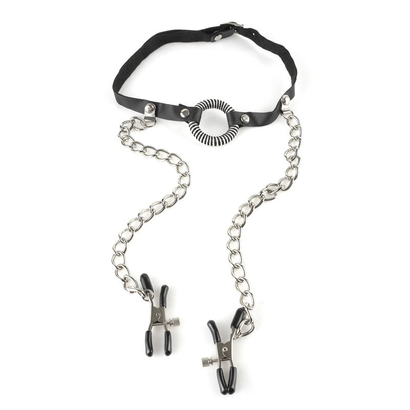 Fetish Fantasy Series O-ring Gag with Nipple Clamps - Body Restraints-PD3845-23