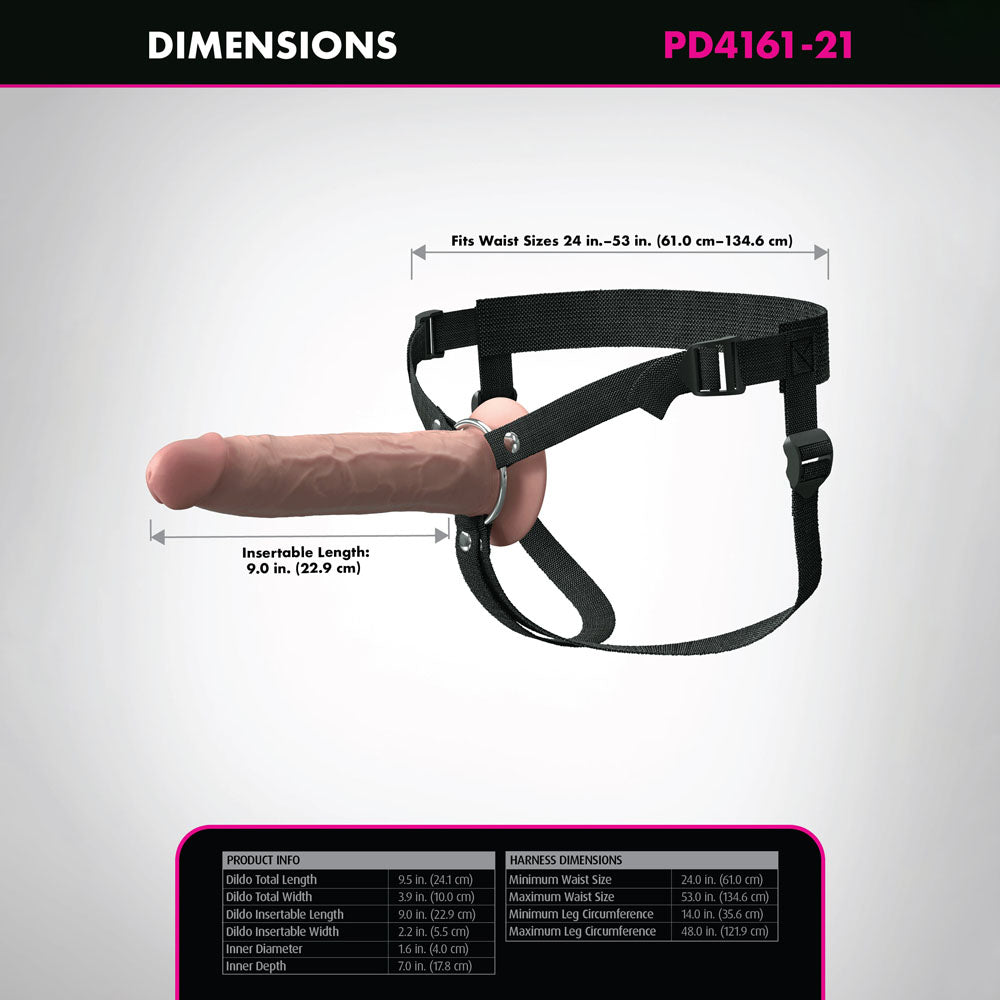 Fantasy X-Tensions Elite 9 Silicone Hollow Strap-On - Flesh - Flesh 22.9 cm Hollow Strap-On-PD4161-21