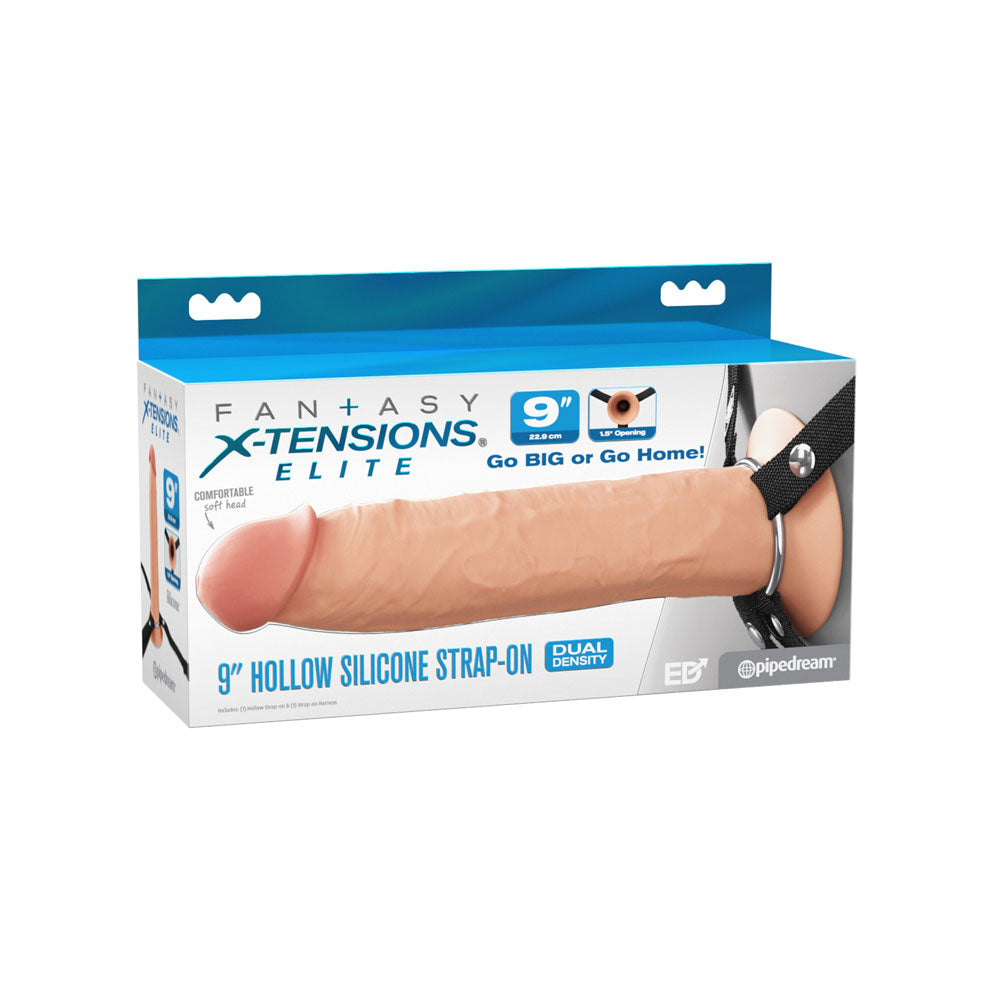 Fantasy X-Tensions Elite 9 Silicone Hollow Strap-On - Flesh - Flesh 22.9 cm Hollow Strap-On-PD4161-21