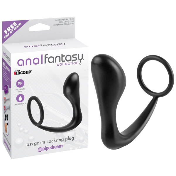 Anal Fantasy Collection Ass-gasm Cock Ring Plug - Black 10 cm (4) Prostate Massager with Cock Ring-PD4623-23