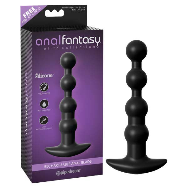 Anal Fantasy Elite Collection Rechargeable Anal Beads - Black 17 cm USB Rechargeable Vibrating Anal Beads-PD4775-23