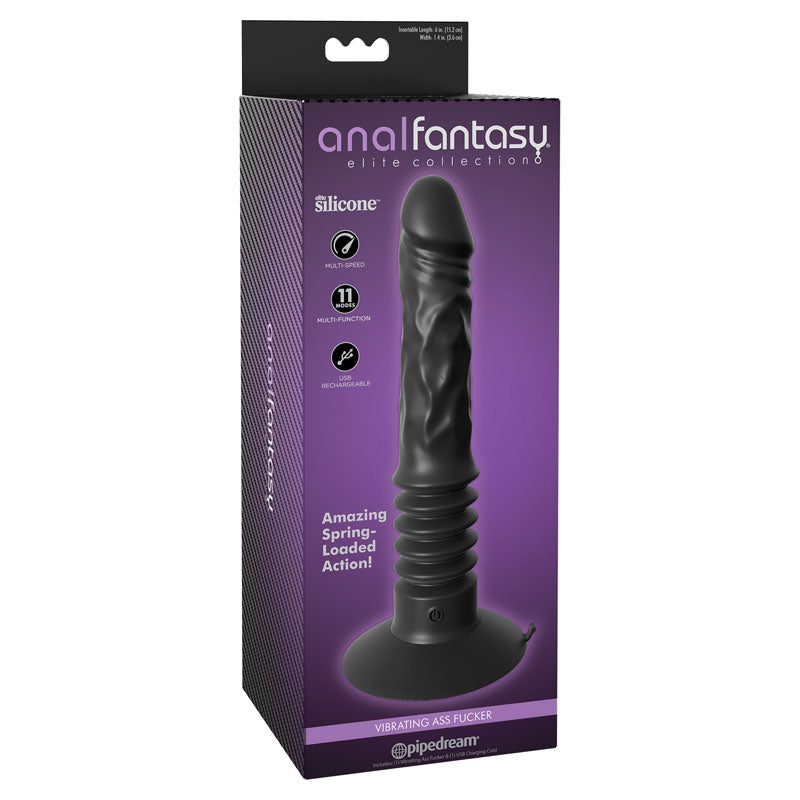 Anal Fantasy Elite Vibrating Ass Fucker - Black 30.5 cm (12) USB Rechargeable Anal Vibrator-PD4782-23