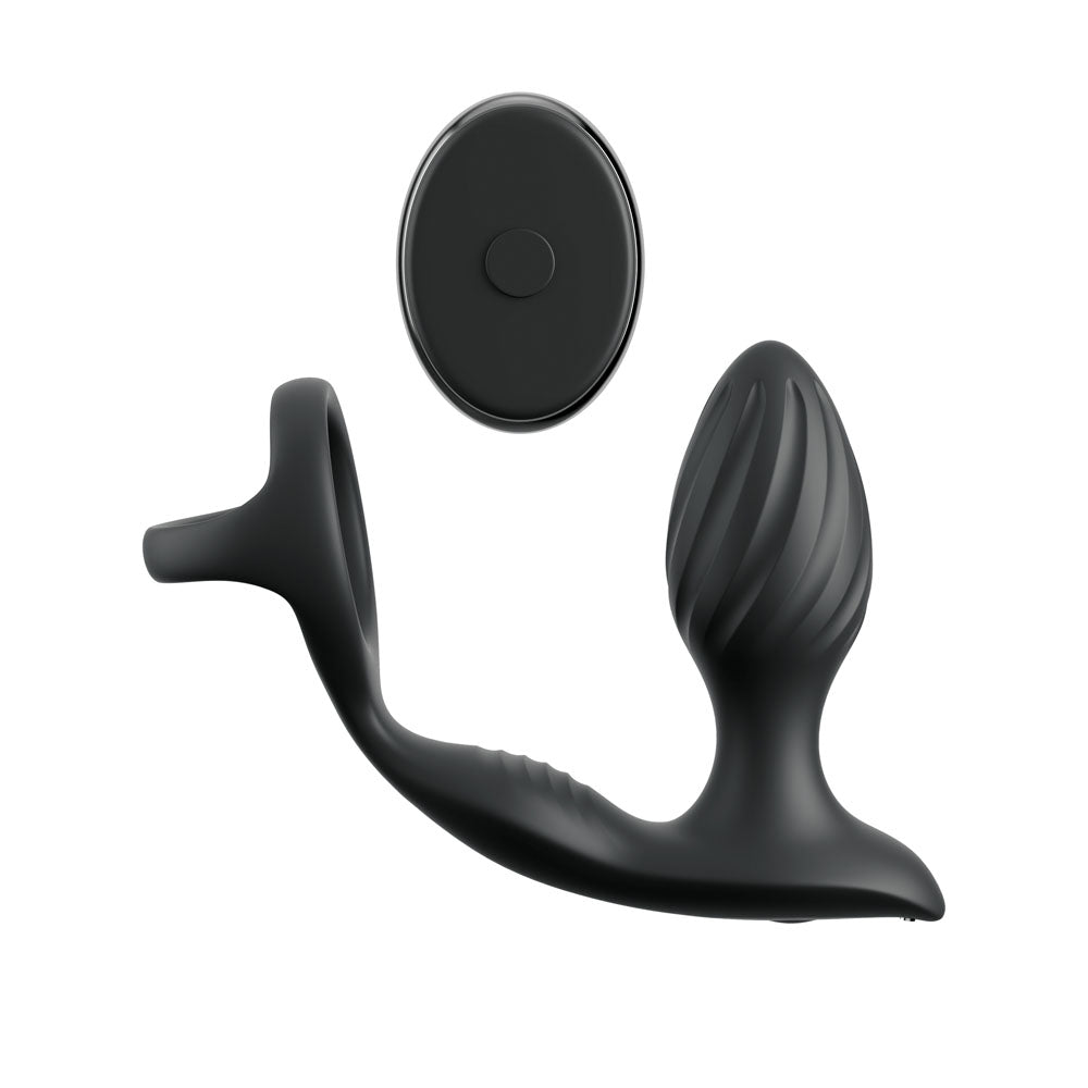 Anal Fantasy Elite Ass-Gasm Gyro-Milk Pro - Black USB Rechargeable Gyrating Butt Plug with Cock Ring-PD4797-23