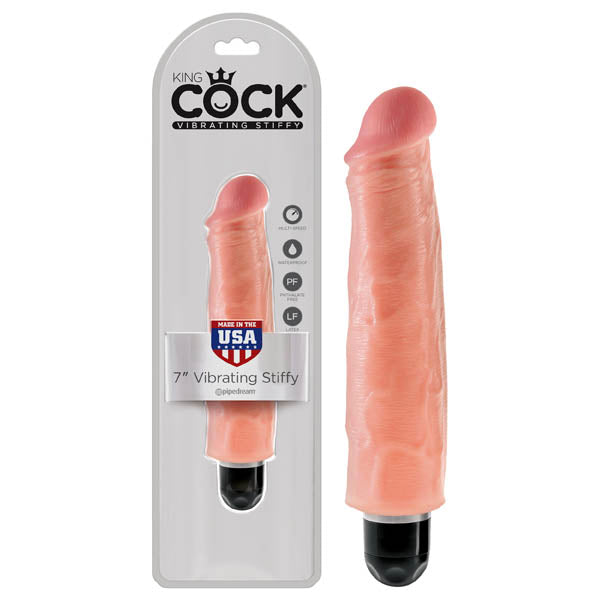 King Cock 7 Vibrating Stiffy - Flesh 17.8 cm Vibrating Dong-PD5522-21