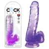 King Cock Clear 6 Cock with Balls - Purple - Purple 15.2 cm Dong-PD5752-12