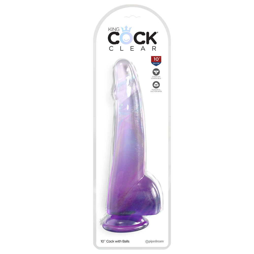 King Cock Clear 10 Cock with Balls - Purple - Purple 25 cm Dong-PD5761-12