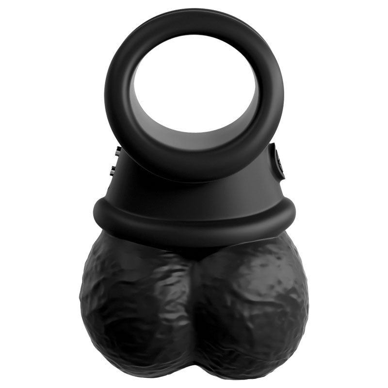 King Cock Elite The Crown Jewels Vibrating Silicone Balls - Black USB Rechargeable Vibrating Cock Ring-PD5780-23