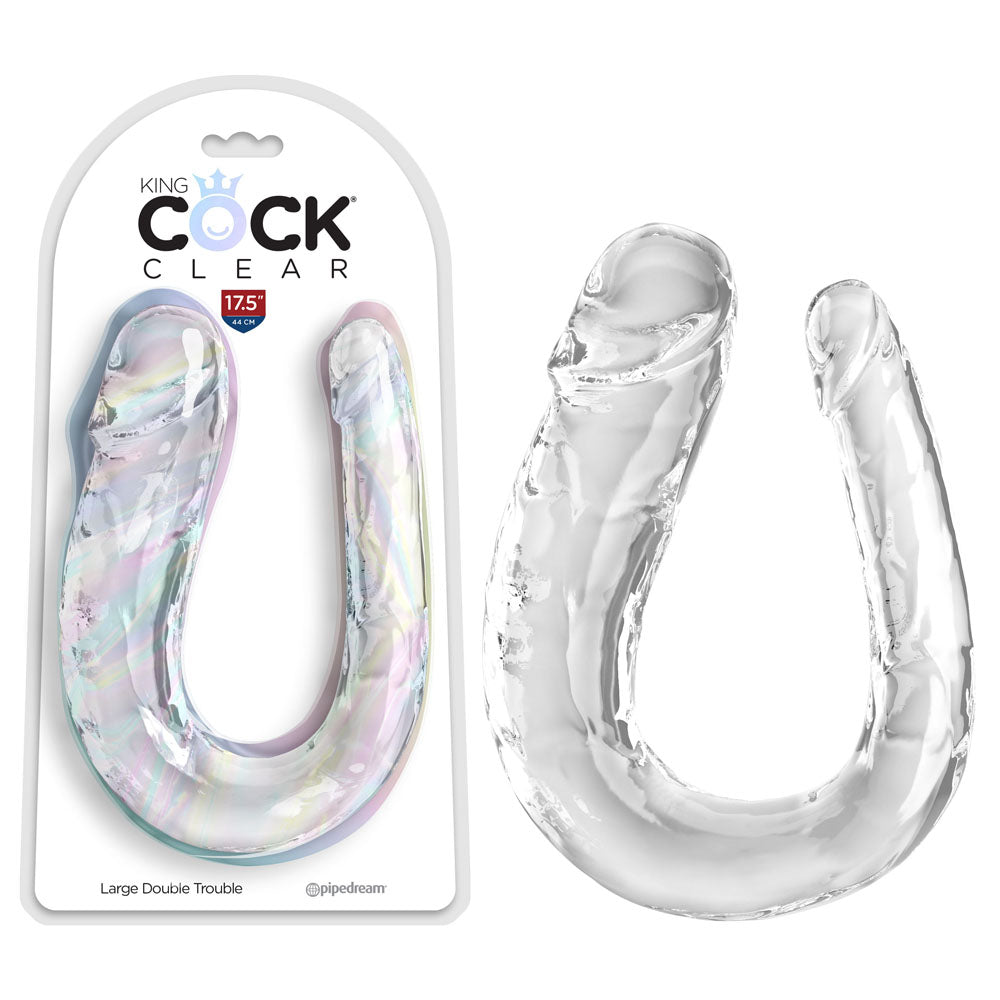 King Cock Clear Large Double Trouble - Clear Large Double Penetration Dong-PD5787-20