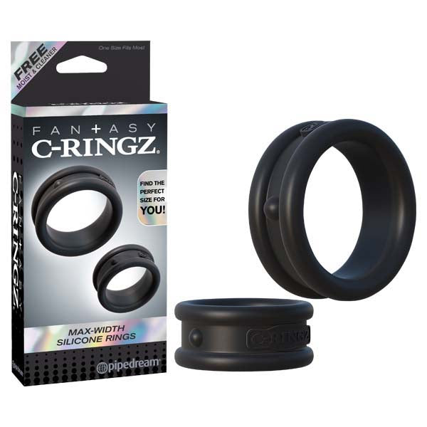 Fantasy C-Ringz Max Width Silicone Rings - Black Cock Rings - Set of 2-PD5905-23