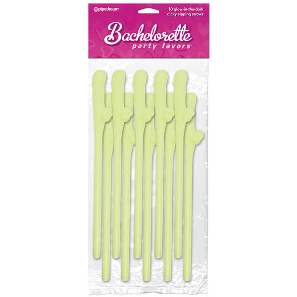 Bachelorette Party Favors - Dicky Sipping Straws - Glow in the Dark Straws - Set of 10-PD6203-02