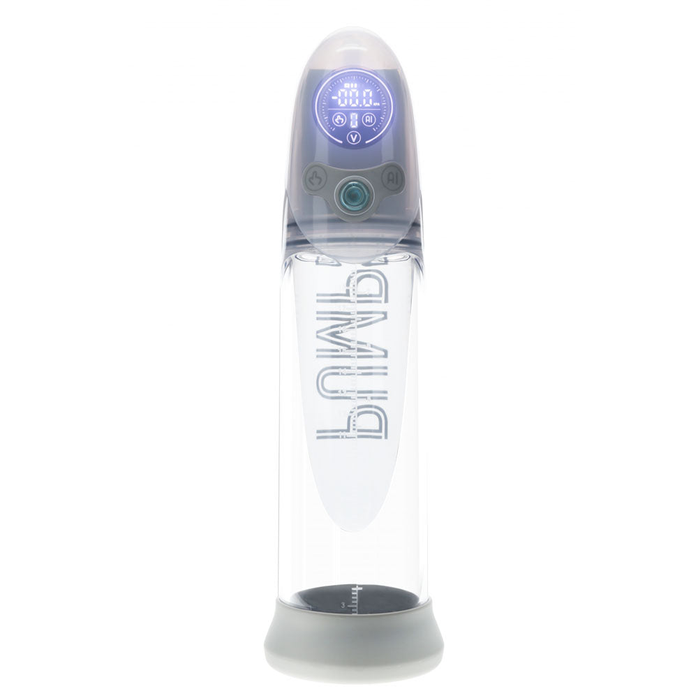 PUMPED Aqua-Pro Auto Pump - Grey - Grey/Clear USB Rechargeable AI-Enabled Submersible Auto Penis Pump-PMP053GRY