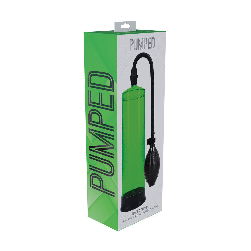 PUMPED Basic Pump 1 - Green - Green Penis Pump-PMP054GRN