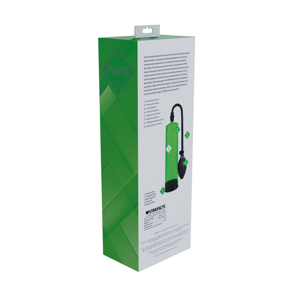 PUMPED Basic Pump 1 - Green - Green Penis Pump-PMP054GRN