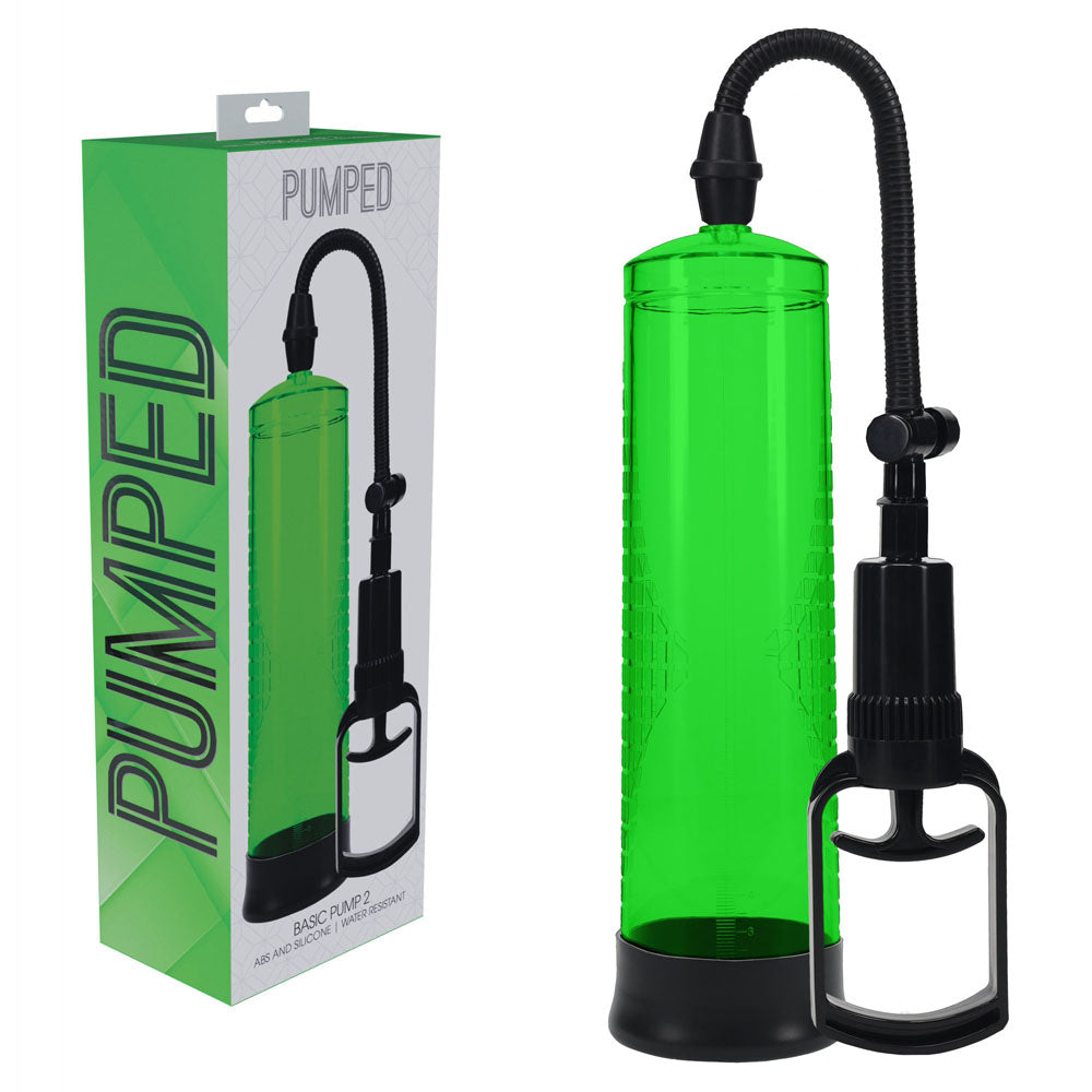 PUMPED Basic Pump 2 - Green - Green Penis Pump-PMP055GRN