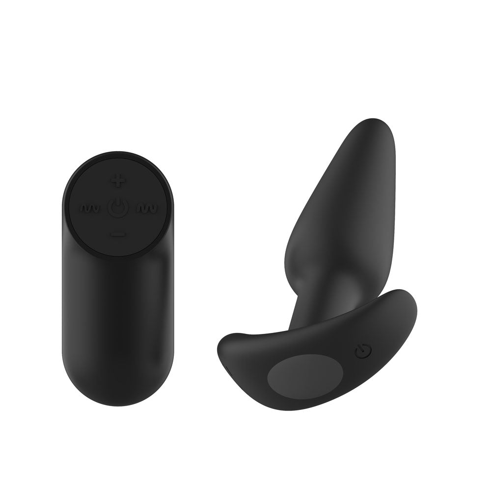 Passion Play Silicone Vibrating Butt Plug with Remote - Black 10.4 cm USB Rechargeable Vibratin