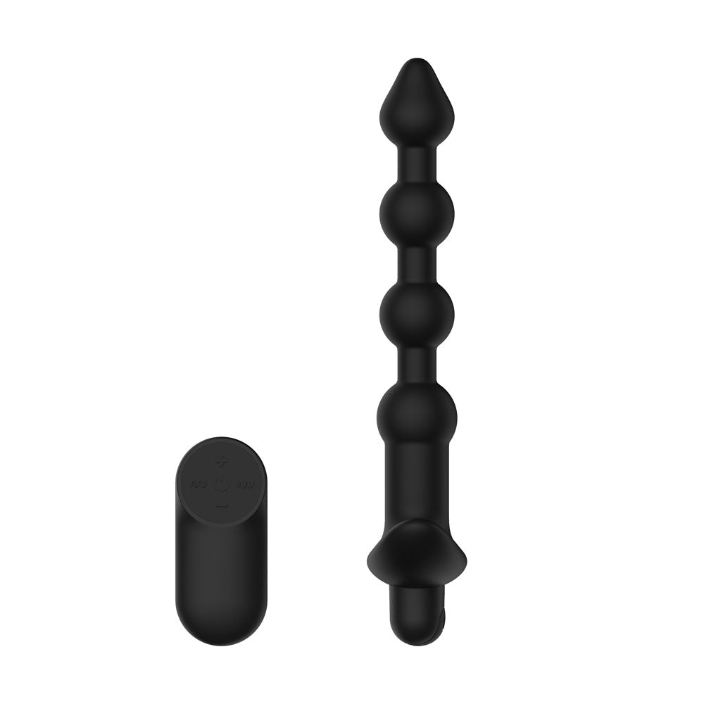 Passion Play Vibrating Anal Beads with Remote - Black USB Rechargeable Vibrating Anal Beads wit