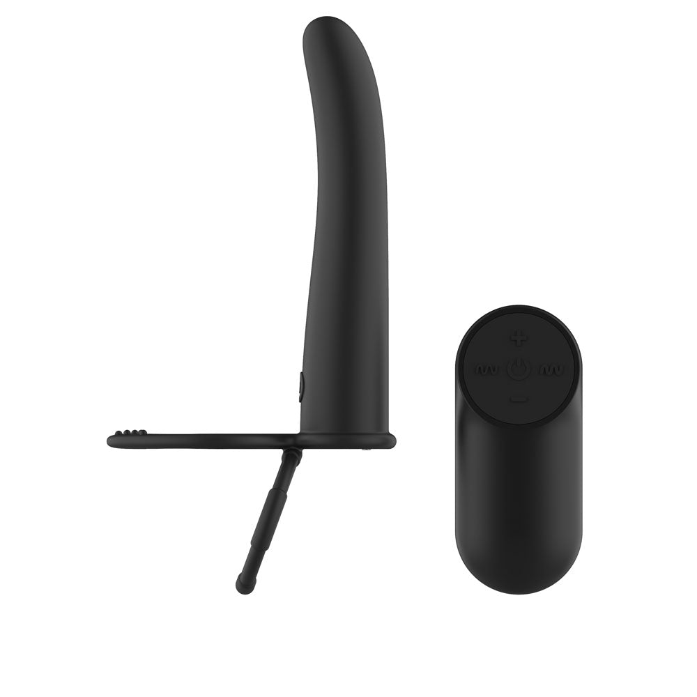 Passion Play Vibrating Double Penetrator with Remote - Black USB Rechargeable Vibrating Double