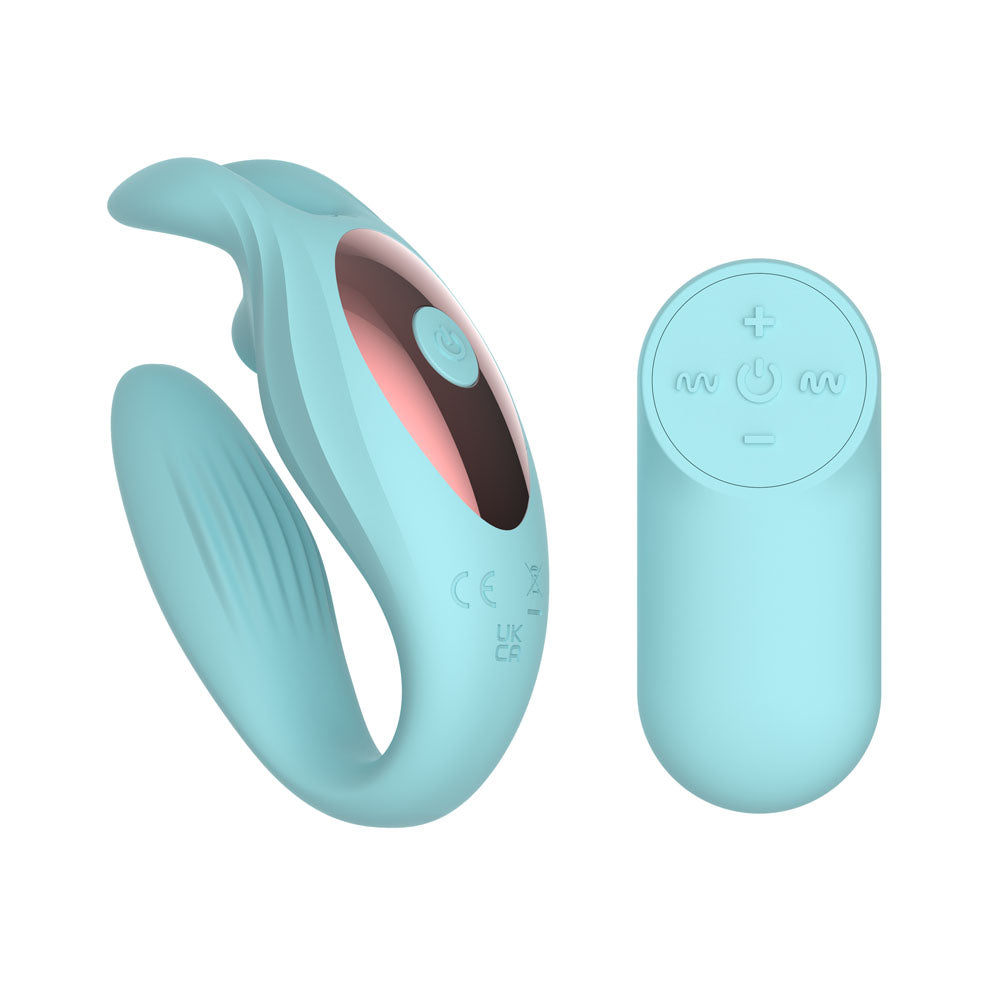 Passion Play Rabbit Couple Vibe with Remote Controller - Blue USB Rechargeable Couples Vibrator