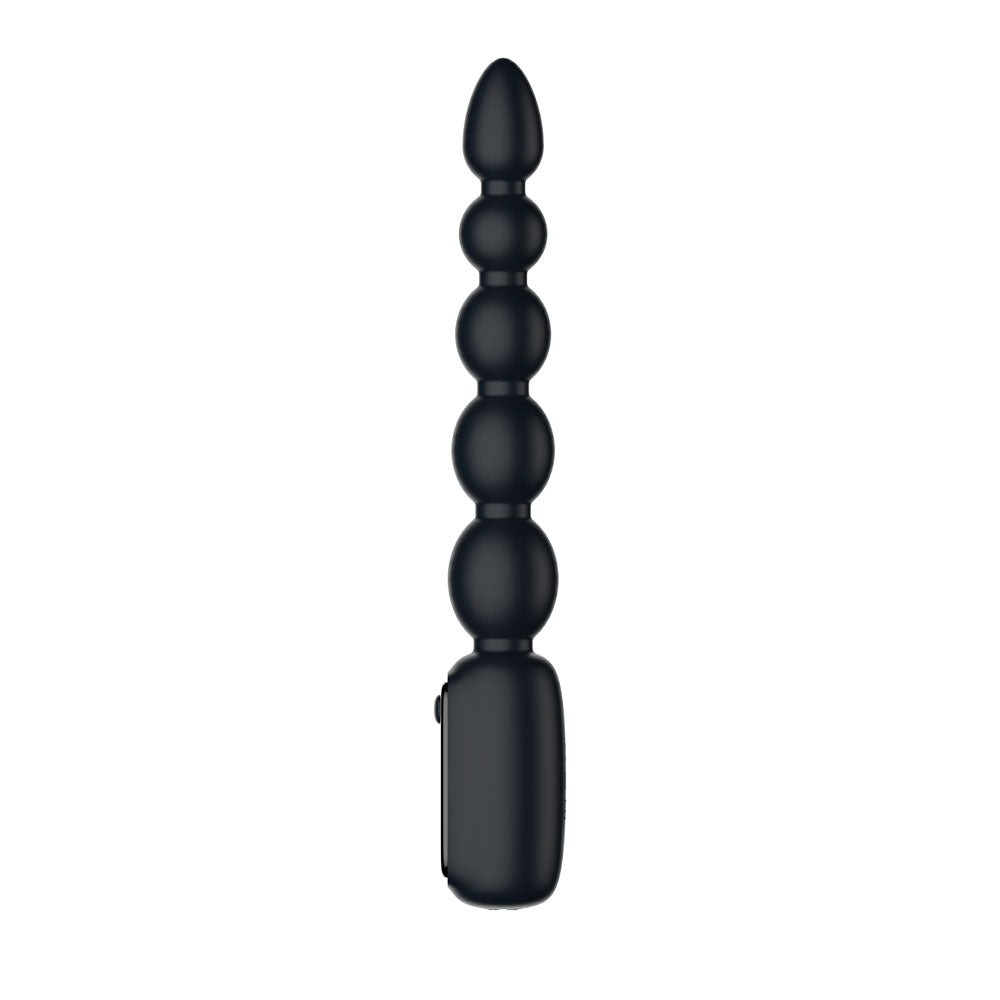 Passion Play Vibrating Anal Beads with LED Screen - Black 23 cm USB Rechargeable Vibrating Anal