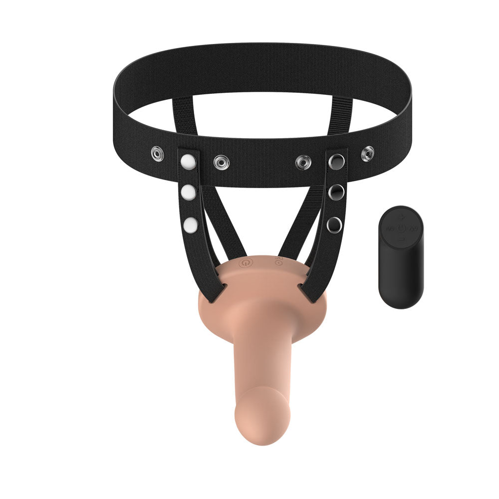 Passion Play Vibrating Smooth Hollow Strap-On - Flesh - Flesh 15.5 cm USB Rechargeable Vibratin