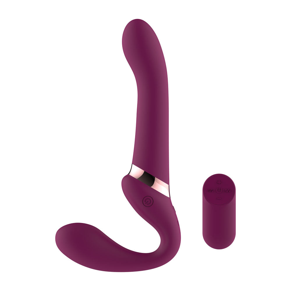 Passion Play Strap-less Dildo with Remote Controller - Purple 25 cm USB Rechargeable Strapless