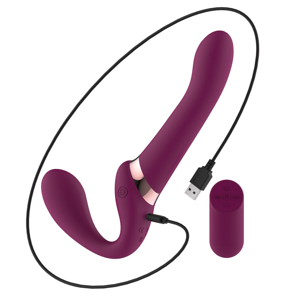 Passion Play Strap-less Dildo with Remote Controller - Purple 25 cm USB Rechargeable Strapless