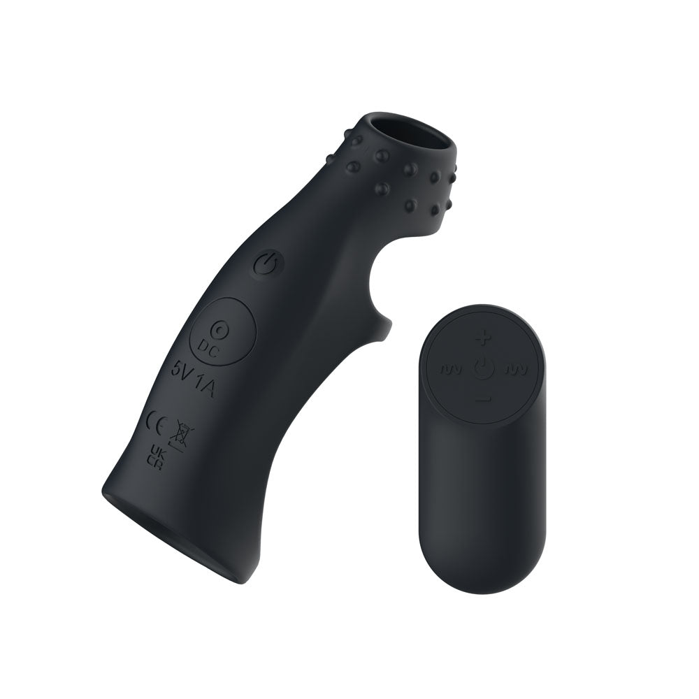 Passion Play Vibrating Cockring Sleeve - Black USB Rechargeable Vibrating Penis Sleeve with Wir