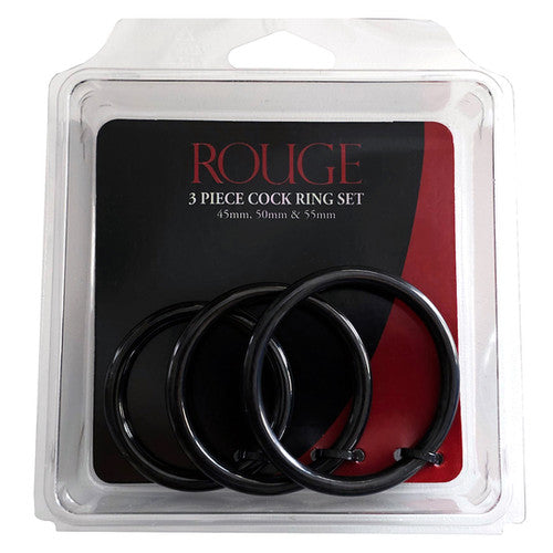 STAINLESS STEEL BLACK 3 RINGS SET 45MM