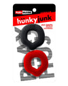 HUNKYJUNK FIT GRIPS 2-pack ergo-fit cockrings BLACK/RED-HUJ-152-BK/RD