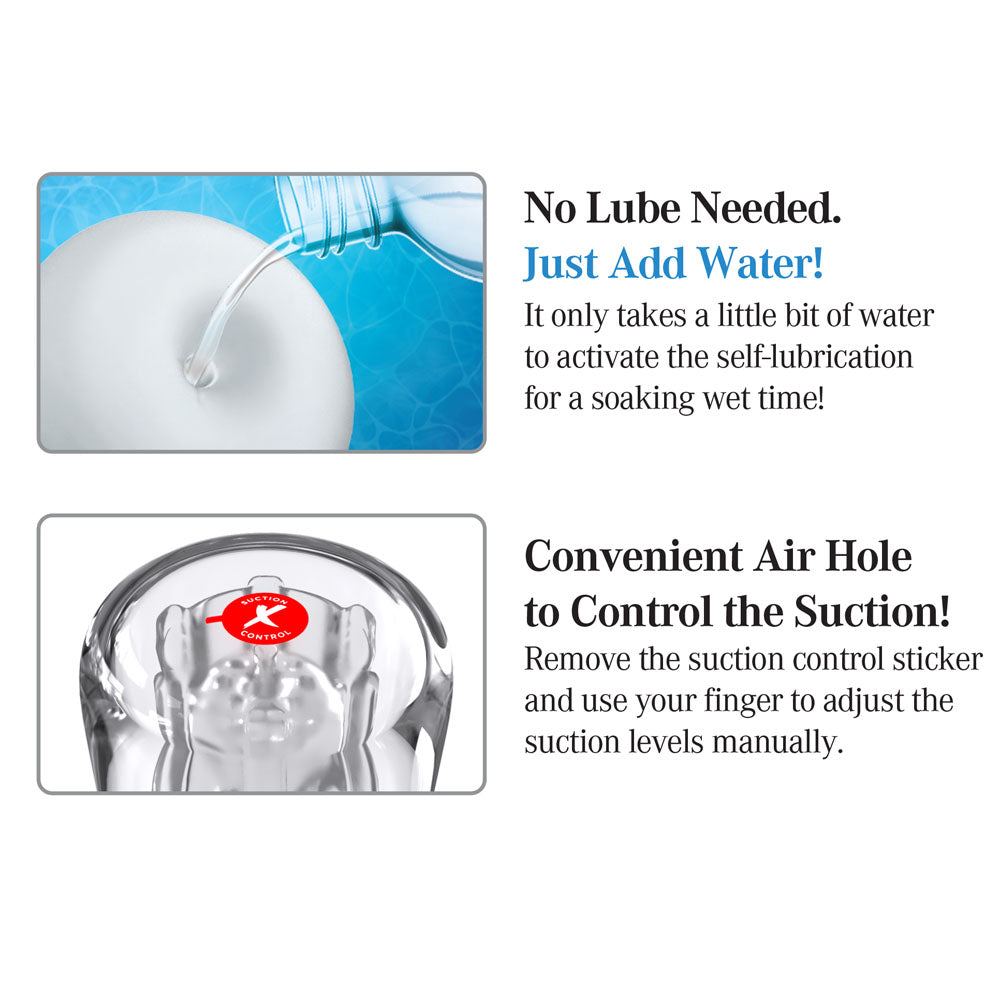 PDX Extreme Wet Pussies - Super Luscious Lips - Clear - Clear Self Lubricating Vagina Stroker