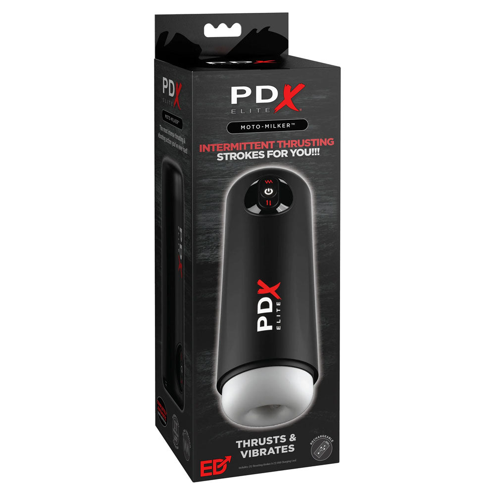 PDX Elite Moto Milker - USB Rechargeable Thrusting & Vibrating Auto Stroker-RD546