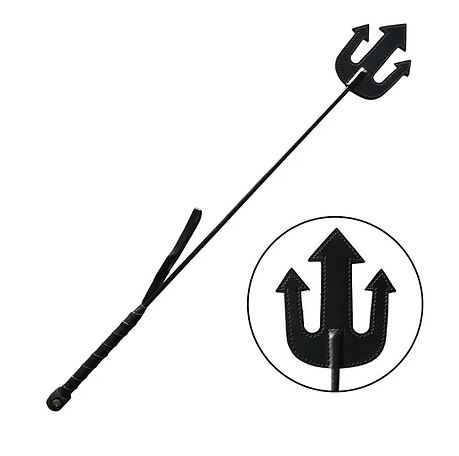 ROUGE LEATHER DEVILS RIDING CROP BLACK-RDRC1178BK