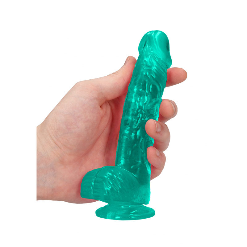 REALROCK 6 Realistic Dildo With Balls - Turquoise 15.2 cm Dong-REA090TUR