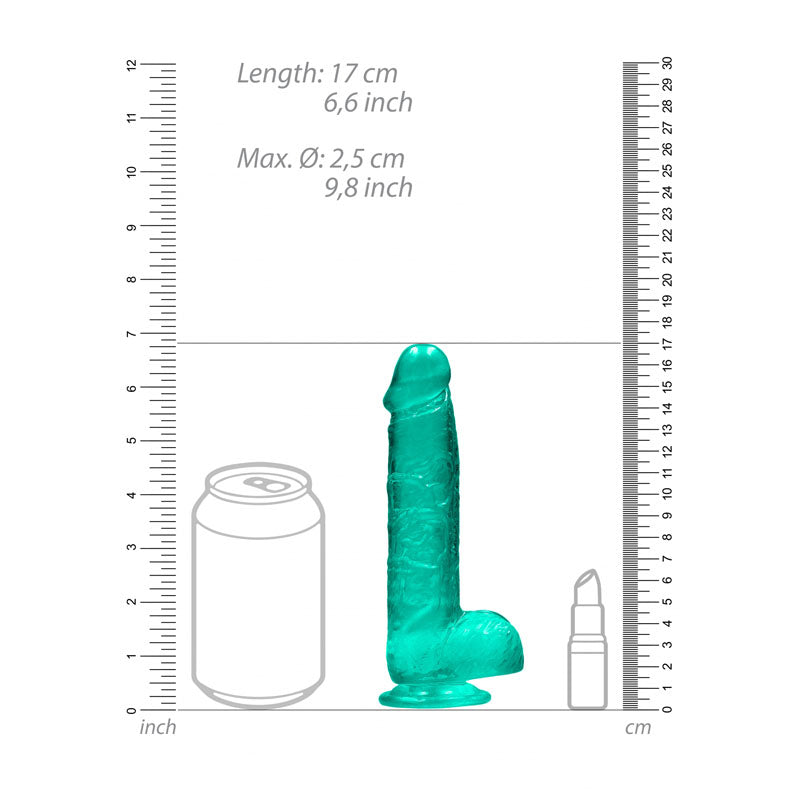 REALROCK 6 Realistic Dildo With Balls - Turquoise 15.2 cm Dong-REA090TUR