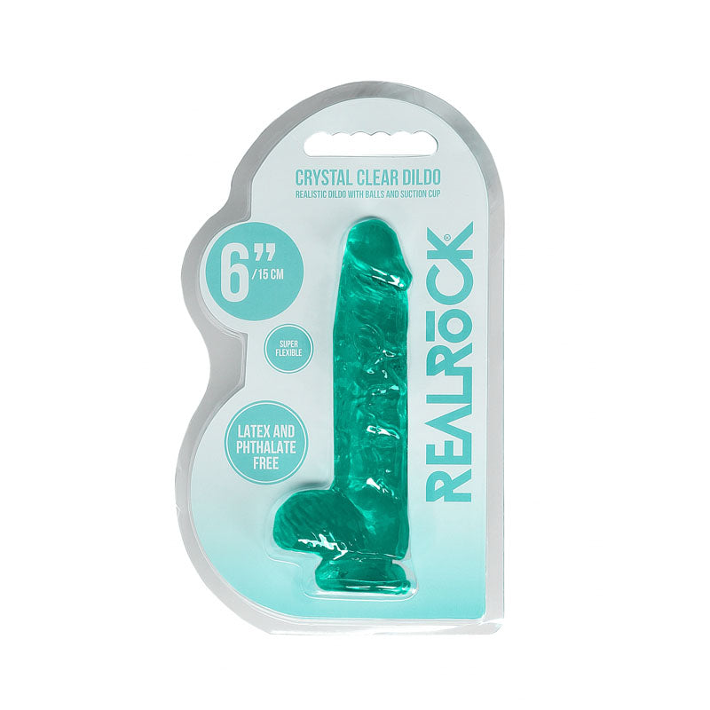 REALROCK 6 Realistic Dildo With Balls - Turquoise 15.2 cm Dong-REA090TUR