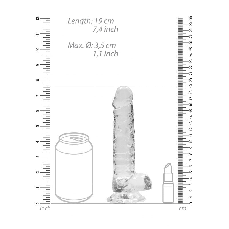 REALROCK 7 Realistic Dildo With Balls - Clear 17.8 cm Dong - REA091TRA
