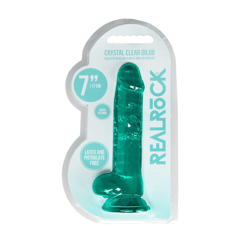 REALROCK 7 Realistic Dildo With Balls - Turquoise 17.8 cm Dong-REA091TUR