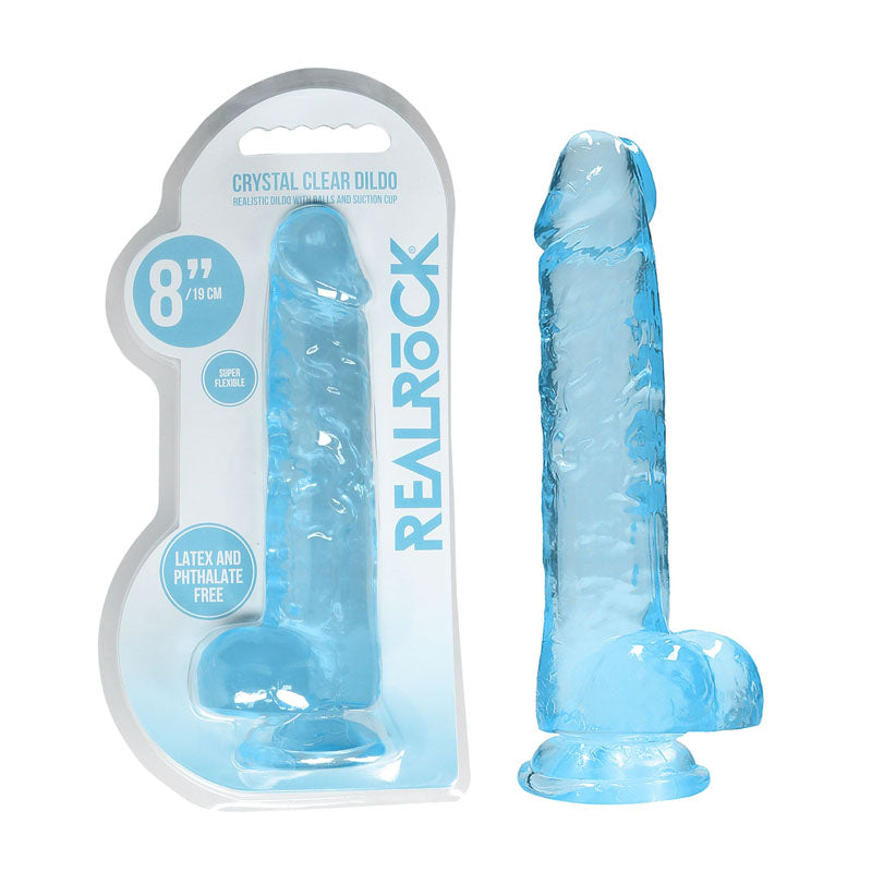 REALROCK 8 Realistic Dildo With Balls - Blue 20.3 cm Dong - REA092BLU