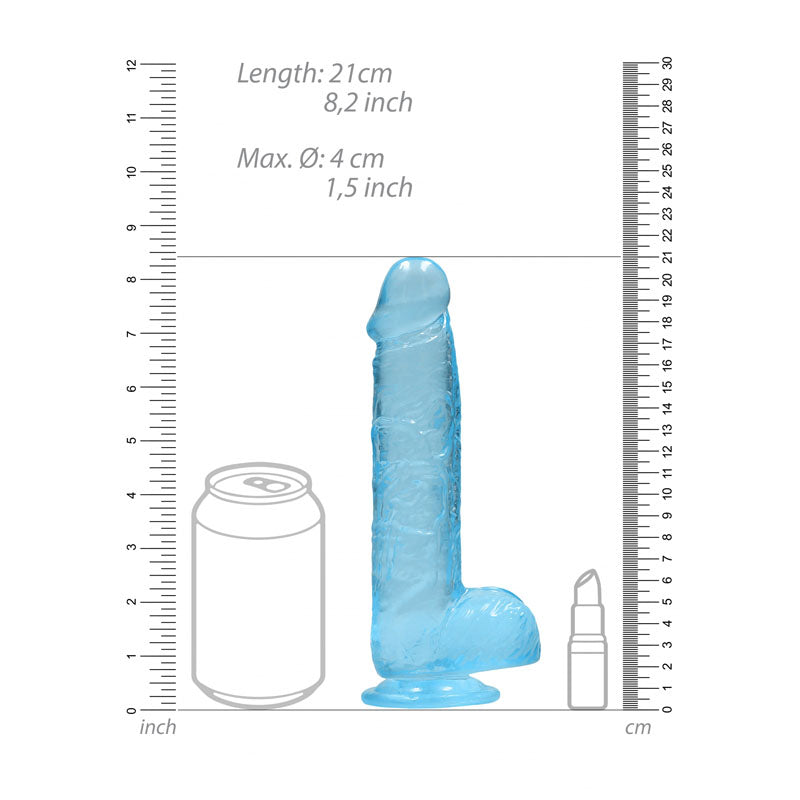 REALROCK 8 Realistic Dildo With Balls - Blue 20.3 cm Dong - REA092BLU